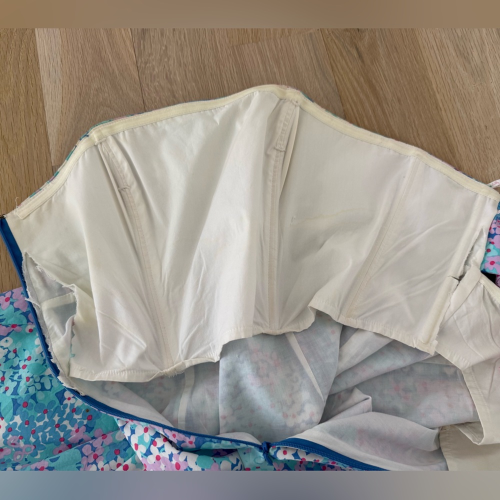 Lilly Pulitzer Strapless Floral Dress in Blue and Pink - Picture 9 of 10